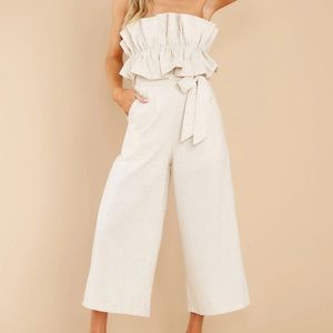 Cream ruffle jumpsuit